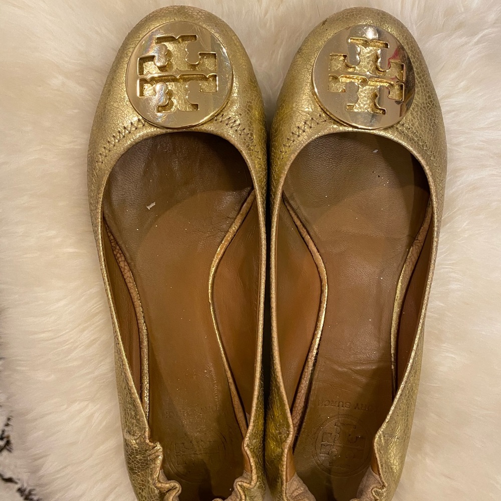 Tory Burch Gold Reva Ballet Flat